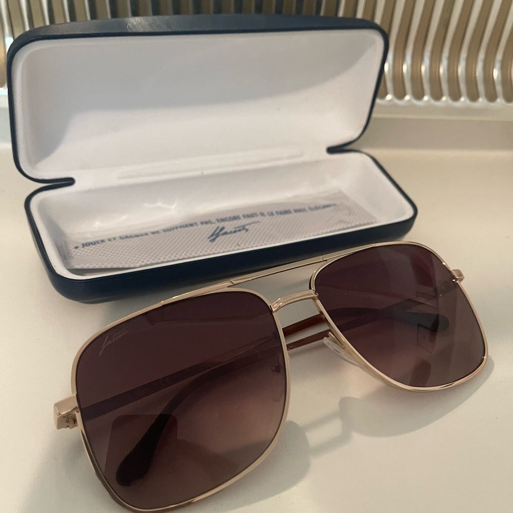 Lacoste Gold Aviator Sunglasses with Brown Lenses